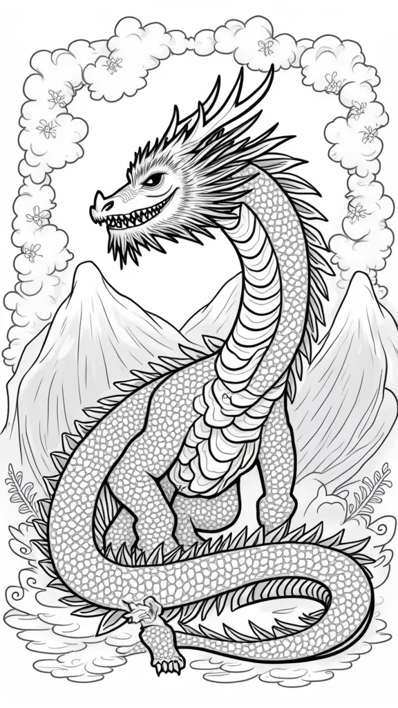 coloriages de dragon réalistes pour adultes